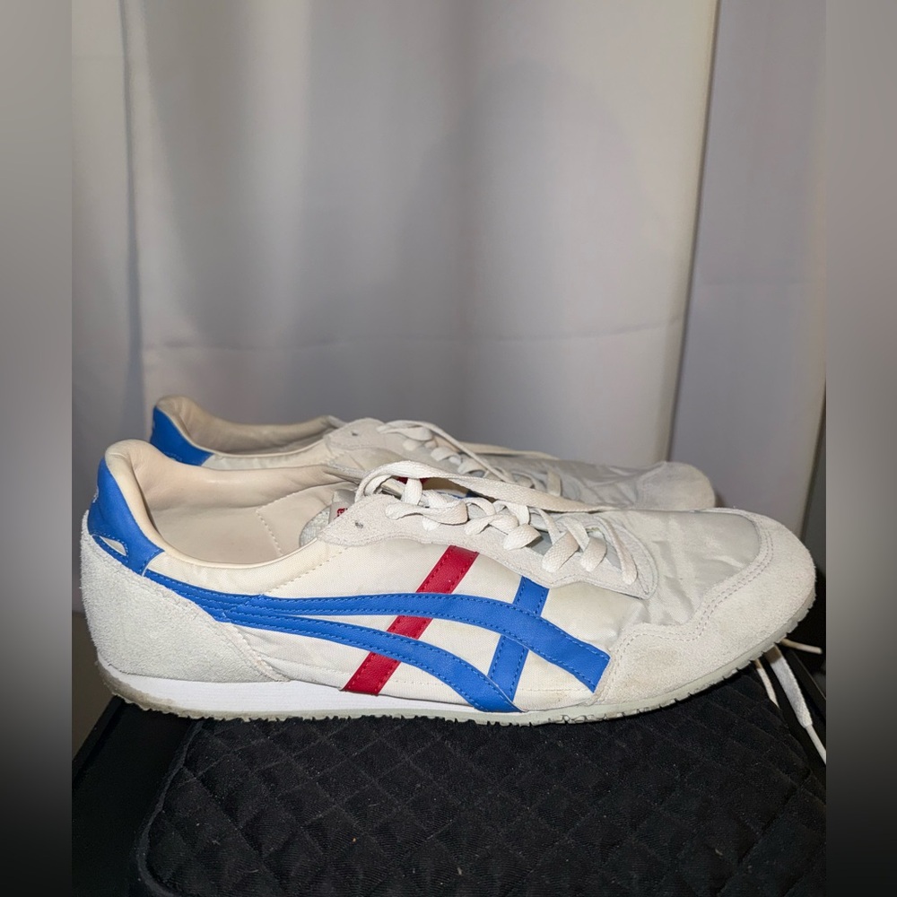 Onitsuka Tiger by Asics White Sneakers with Blue & Red Accents